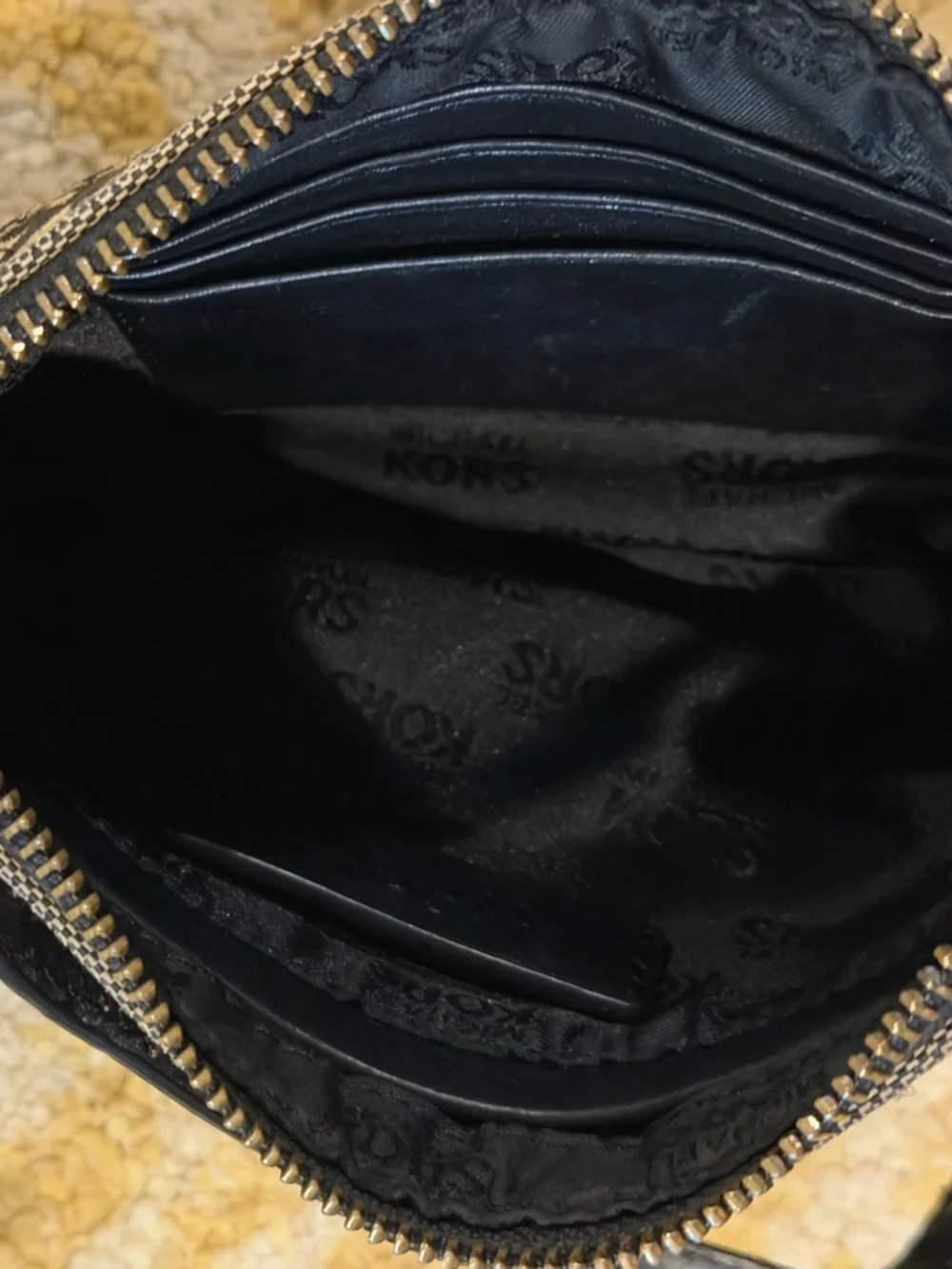 Michael Kors Black Logo & Beige/Tan Tote with Gold Accent and Matching Wristlet - Picture 8 of 16